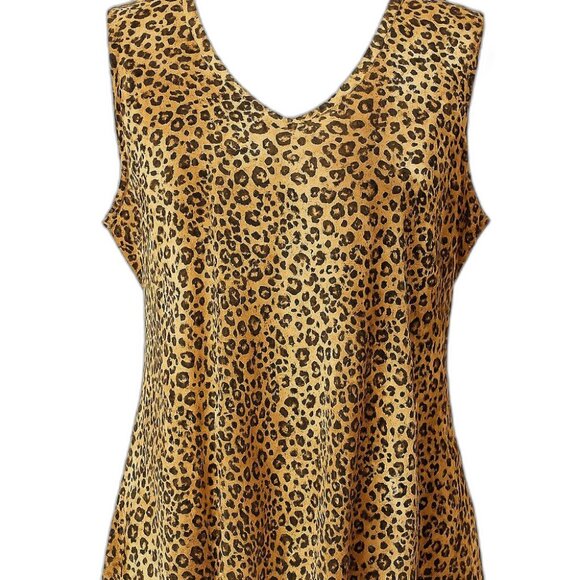 AGB Animal Print V-Neck Tank Top Medium USA Lightweight Stretch - Picture 1 of 7